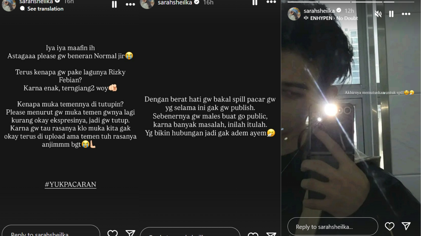 Story Sarah Sheilka (Instagram)